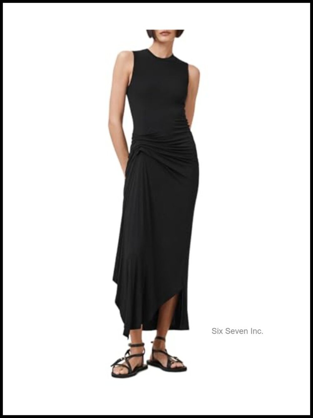 Sleeveless Knit Dress with Zipper Back - Below Knee